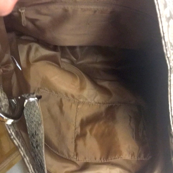 Taupe Snake Print Shoulder Bag - Picture 9 of 10